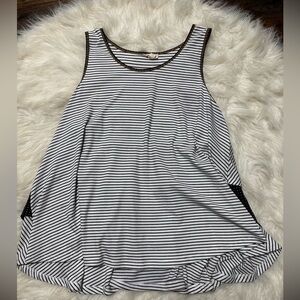 Hem & Thread Layered Tiered Ditsy Polka Dot and Thin Striped Tank Top size Small